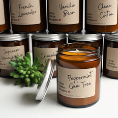 Artisan Soy Candle | PEPPERMINT GUM TREE | Amber Glass Jar | 2 SIZES