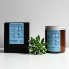 Artisan Soy Candle | BREATHE & RELIEVE | Amber Glass Jar | Everyday Brights | Fragranced Candle