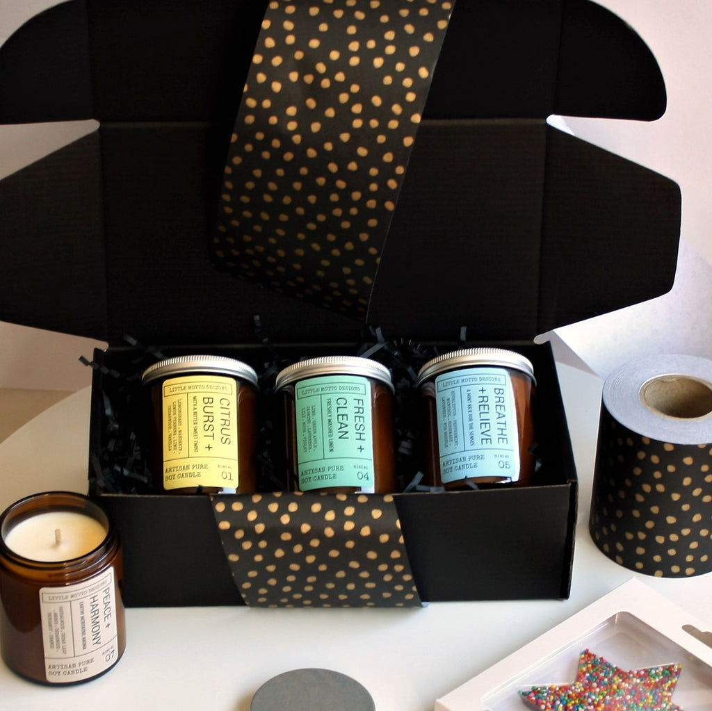 UNISEX CANDLE LOVER Custom Hamper | PERSONALISED | Soy Candle 3pk | Birthday | Thank You | Thinking of You