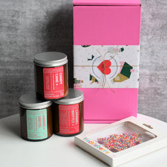 XMAS CHOCOLATE LOVER Custom Hamper | PERSONALISED | Soy Candle & Chocolate Gift Pack | PINK | Christmas