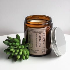 Artisan Soy Candle | PEACE & HARMONY | Amber Glass Jar | Everyday Brights | Fragranced Candle