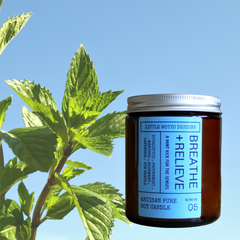 Artisan Soy Candle | BREATHE & RELIEVE | Amber Glass Jar | Everyday Brights | Fragranced Candle