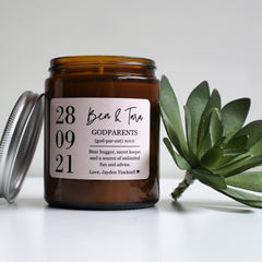 CUSTOM DATE Soy Candle | Personalised Gifts | Create Your Own Candle Label | Amber Glass Jar