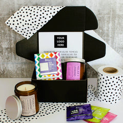 YOUR LOGO Mini Tea Hamper | PERSONALISED | Custom Candle & Tea Gift Pack | Corporate Gift | Customer Thank You | Advertising & Marketing