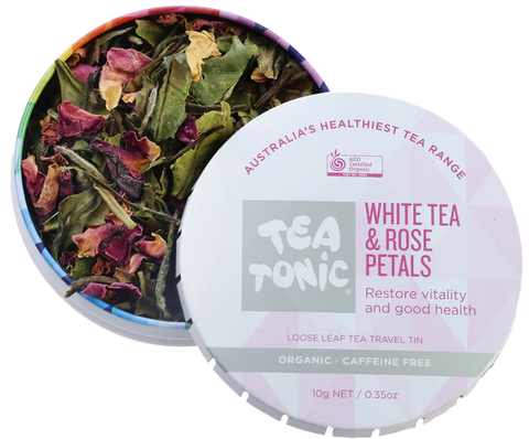 TEA TONIC | Travel Tin Loose Leaf Tea | White Tea & Rose Petals